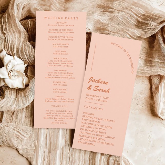 Boho Retro Orange Wedding Programm (Von Creator hochgeladen)