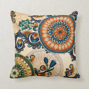 Boho Retro Paisley Kreis Abstrakt Farbige Decke Kissen