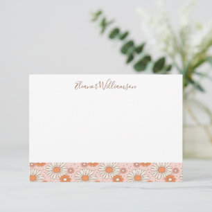 Boho Retro Pastel Pink Blütendusche Dankeskarte