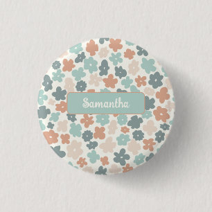 Boho-Retro-Pastell-Blumenmuster Button