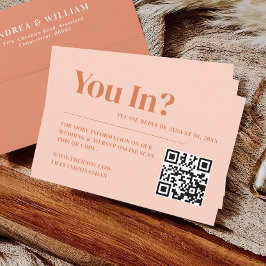 Boho Retro Peach Orange Wedding Webiste Begleitkarte