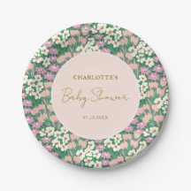 Boho Retro Pink Sage Floral Baby Dusche