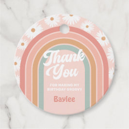 Boho Retro Rainbow Daisy Birthday Party Geschenkanhänger