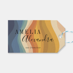 Boho Retro Schrift Abstrakt Wellenförmige Linien G Geschenkanhänger