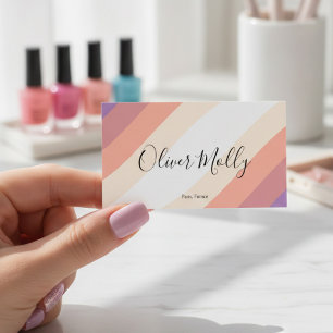 Boho Retro Schrift Abstrakt Wellenlinien Pastell Visitenkarte