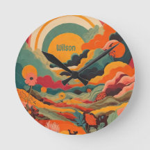 Boho Retro Sun Wall Clock - Erdtöne Inspiriert T