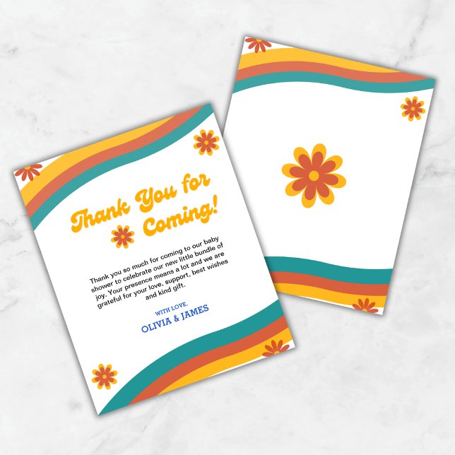 Boho Retro Sunshine Baby Dusche Danke Karte (Budget Boho Retro Sunshine Baby Shower Thank You Card  )