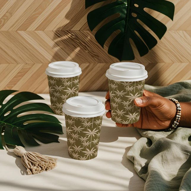 Boho Retro Tropical Palm Tree Pattern Abschluss Pappbecher (Boho Retro Tropical Palm Tree Pattern Graduation Paper Cups)