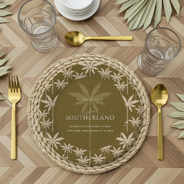 Boho Retro Tropical Palm Tree Pattern Abschluss Pappteller