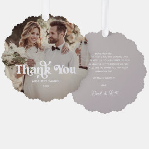 Boho Retro Wedding Vielen Dank Foto Paper Ornament Karte