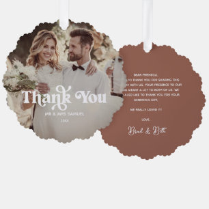 Boho Retro Wedding Vielen Dank Foto Paper Ornament Karte
