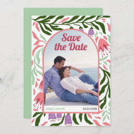 Boho Retrobogen bunt Folklore Blume Save The Date