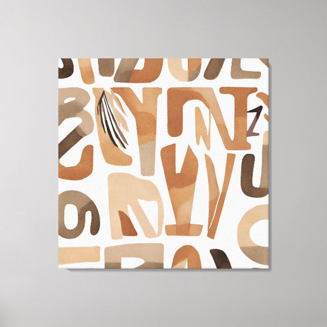 Boho Rock-Alphabet Botanische Kunst Moderne Leinwanddruck (Vorderseite)