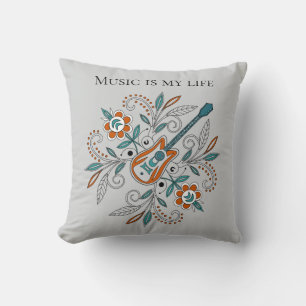 Boho Rock’n’Roll Gitarre mit Blume Kissen