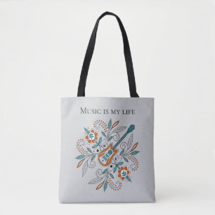 Boho Rock’n’Roll Gitarre mit Blumen Tasche