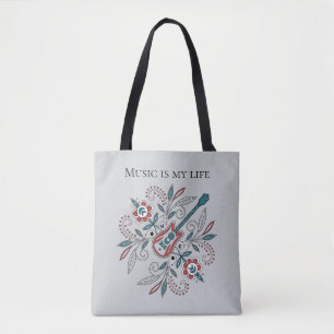 Boho Rock’n’Roll Gitarre mit Blumen Tasche