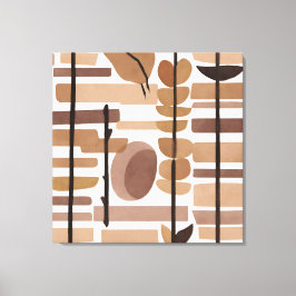 Boho Rock Polygon Leaf Botanische Kunst Moderne Leinwanddruck