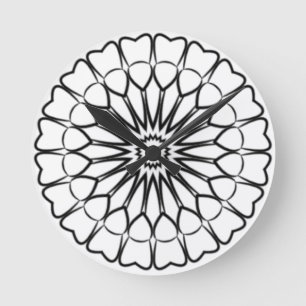 Boho-romantisches Mandala-Blumen-Rundkissen Runde Wanduhr