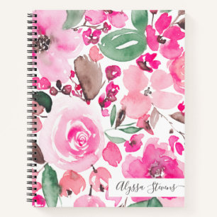 Boho rosa Blume Blumenmuster Notizbuch