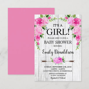 Boho rosa BlumenBabyparty-Einladungs-Mädchen Einladung