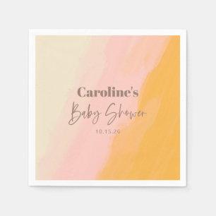 Boho Rosa Gelbe Schrift Benutzerdefinierte Babypar Serviette