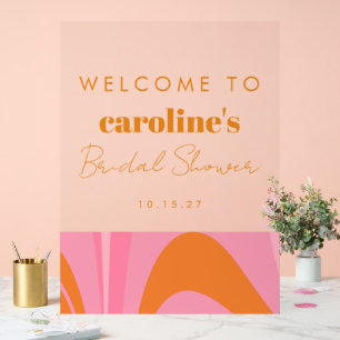 Boho Rosa Orange Abstrakt Individuelle Brautparty Acrylschild
