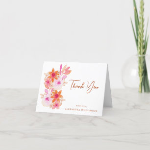 Boho Rosa Orange Blumen Dusche Benutzerdefiniert G Dankeskarte