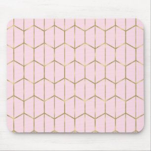 Boho Rosa Sechseck Gold & Geometrischer Glamour Mousepad