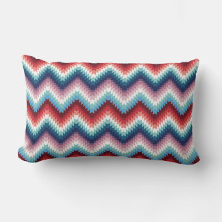 Boho Rosa und Blau Zickzack Chevron Nahtloses Must Lendenkissen