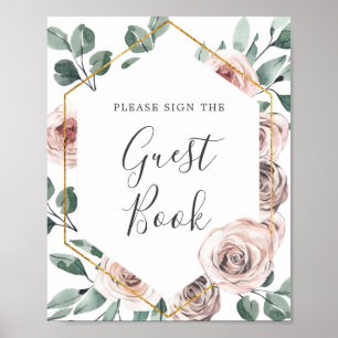 Boho Rose Baby Showbook Gästebuch