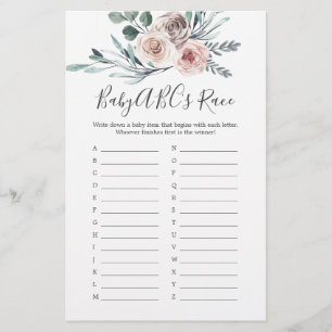 Boho Rose Baby Shower Baby ABCs Race Game