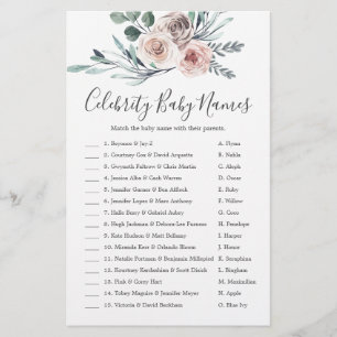 Boho Rose Baby Shower Celebrity Baby Names Game
