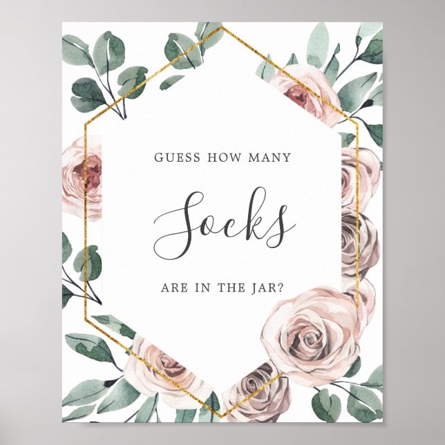 Boho Rose Babydusche schätzt wie viele Socken sign Poster (Vorne)