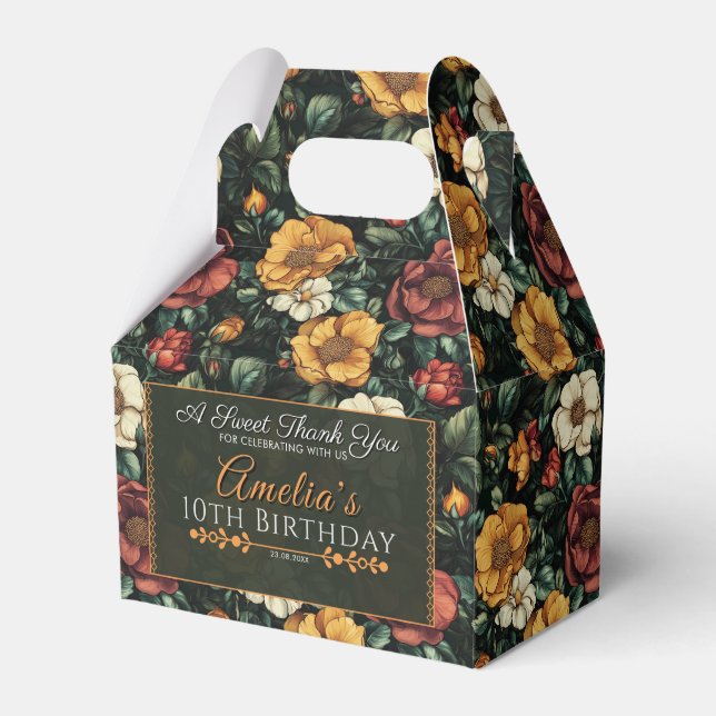 Boho Rose Birthday Gefallen Box für Süßigkeiten Geschenkschachtel (Vorderseite)