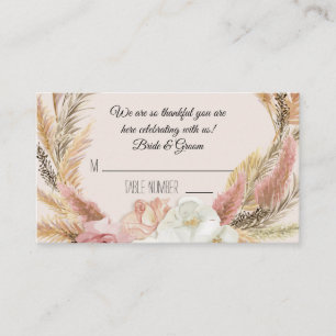 Boho Rose Blanc Floral Pampas Grasse Cartes de Pla