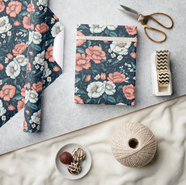 Boho Rose Blume Einzigartiges Wrapping Paper Geschenkpapier (Kunsthandwerk)
