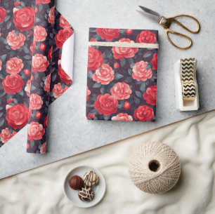 Boho Rose Blume Naturwrapping Papier Geschenkpapier