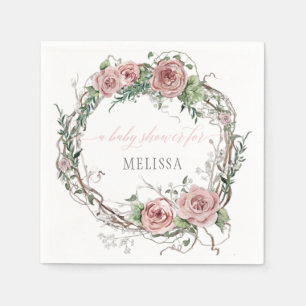 BOHO Rosé-Blush-Blumen-Babymädchen-Party Serviette