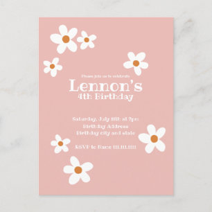 Boho rose Daisy Girl Anniversaire Fête Invitation
