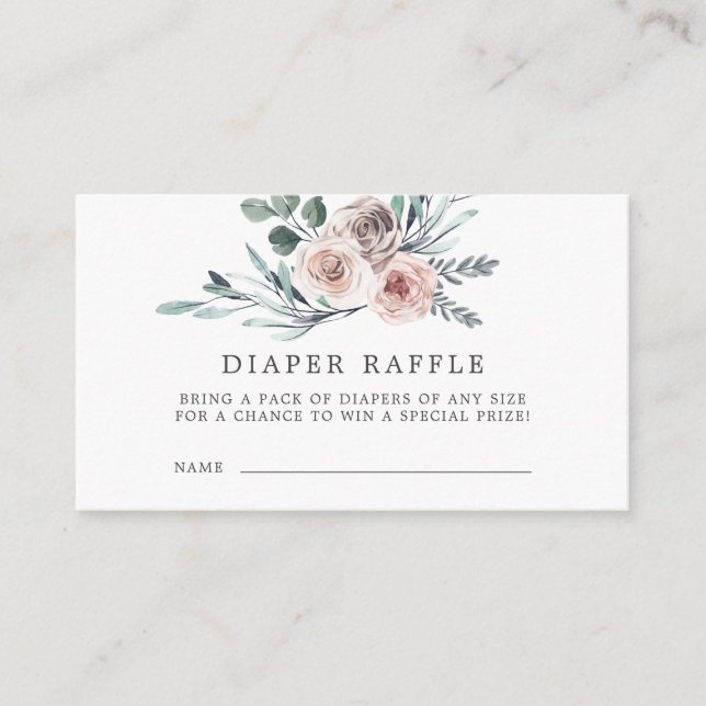 Boho Rose Diaper Raffle Babyduschkarte Begleitkarte (Vorderseite)
