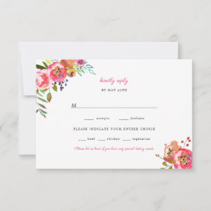Boho rose Floral Antlers Mariage RSVP
