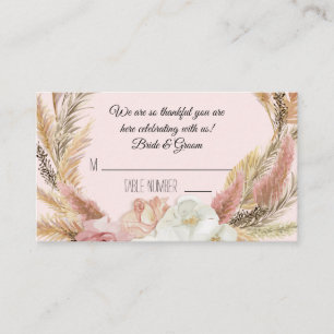 Boho rose Floral Pampas Grass Palm Place Cartes