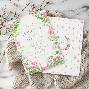 Boho Rose Floral Wreath Garden Mariage Invitation