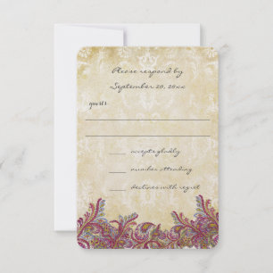 Boho rose framboise Réponse Mariage florale RSVP
