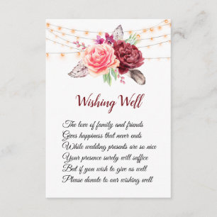 Boho Rose fühlen Lichter Hochzeit wünschen sich gu Begleitkarte