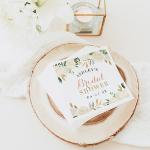 Boho Rosé Gold Floral Brautparty Hochzeit Serviette