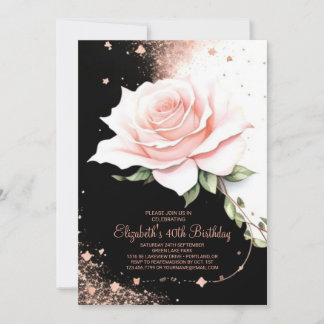 Boho Rose Gold Glam Digital 40. Geburtstag Einladung