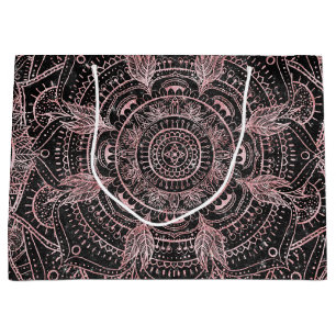 Boho Rose Gold Gray Mandala Elegantes Design Große Geschenktüte
