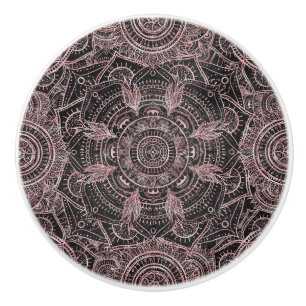 Boho Rose Gold Gray Mandala Elegantes Design Keramikknauf