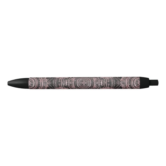 Boho Rose Gold Gray Mandala Elegantes Design Kugelschreiber (Vorderseite)